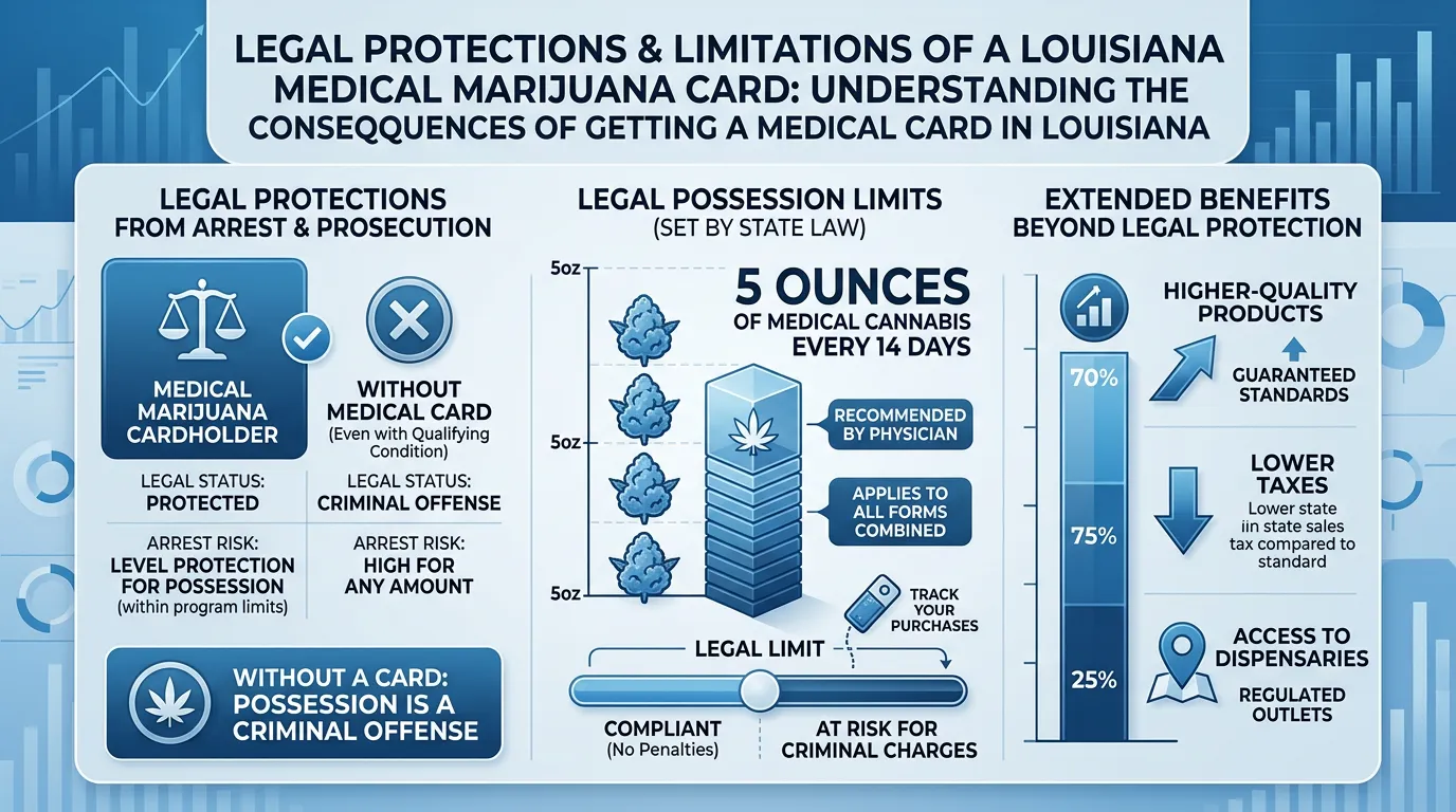Infographic: Legal Protections and Limitations of a Louisiana Medical Marijuana Card Understanding the Consequences of Gettin