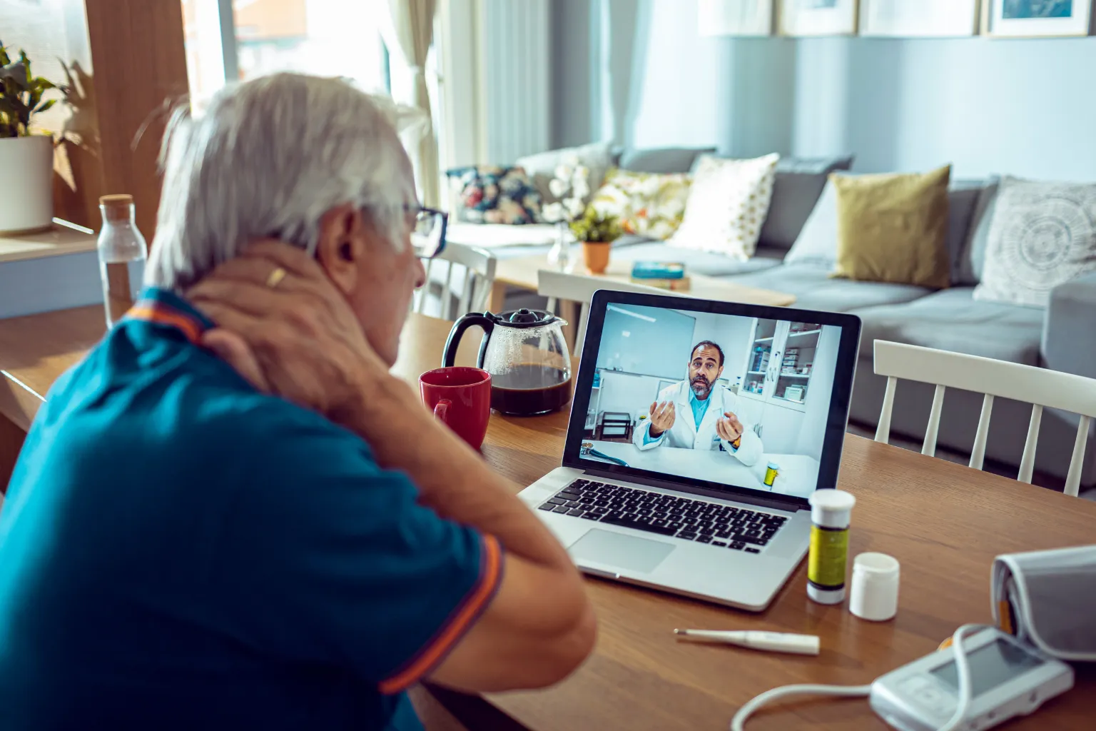 Patient on a telehealth video call with a doctor about a medical marijuana card